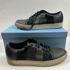 Lanvin Paris Mens Striped Calfskin Low Top Lace Up Shoes Size 12 US
