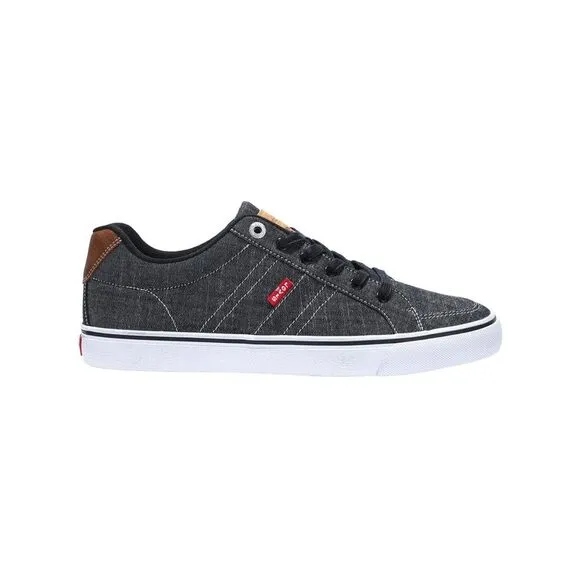 LEVI'S Mens Black Chambray Shock Turner Round Toe Platform Sneakers Shoes 10.5