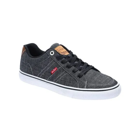 LEVI'S Mens Black Chambray Shock Turner Round Toe Platform Sneakers Shoes 10.5