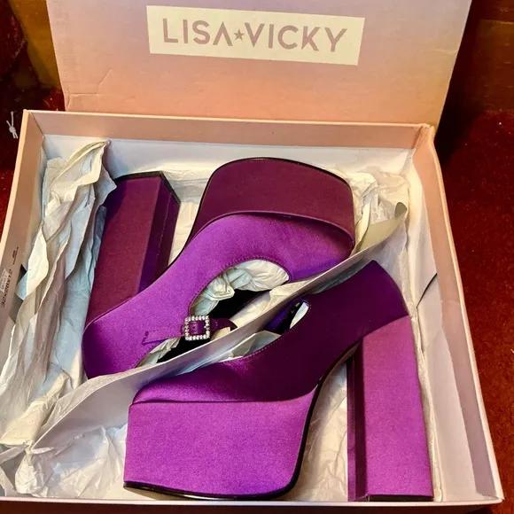 Lisa Vicky Elegant Purple Satin Women's Platform Shoes