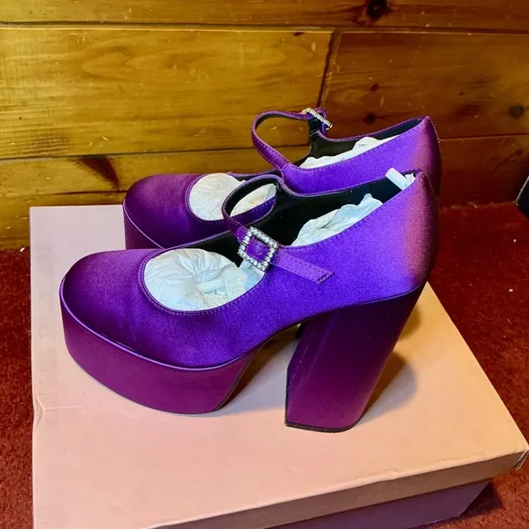 Lisa Vicky Elegant Purple Satin Women's Platform Shoes