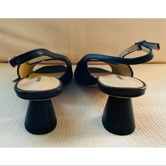 LOLA CRUZ Black Leather Sling Back Shoes Size  EU 40  NEW Career Office Comfort
