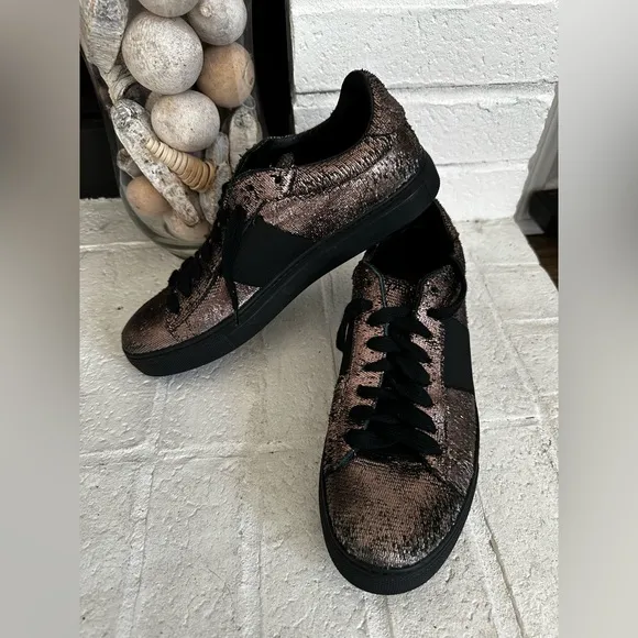M. Gemi Nirvana Metallic Sparkle Lace Up Low Top Slip On Sneakers Shoes 41