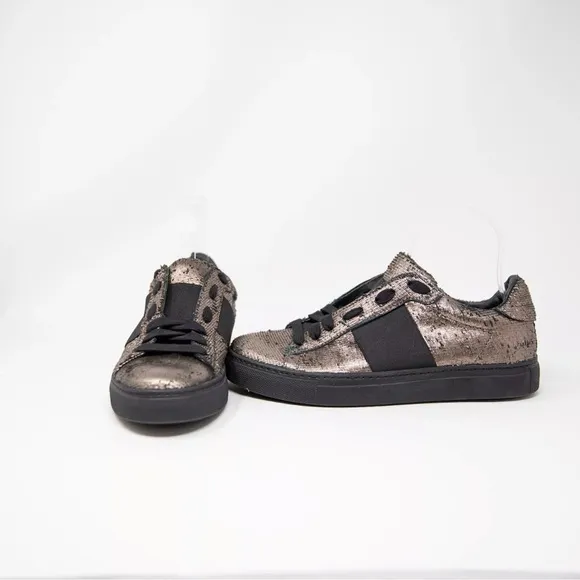 M. Gemi Nirvana Metallic Sparkle Lace Up Low Top Slip On Sneakers Shoes 41