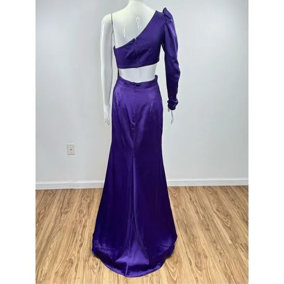 Mac Duggal Puff One Sleeve Cut Out Side Knot Gown Size 4