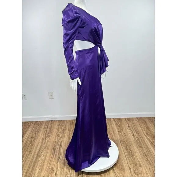 Mac Duggal Puff One Sleeve Cut Out Side Knot Gown Size 4
