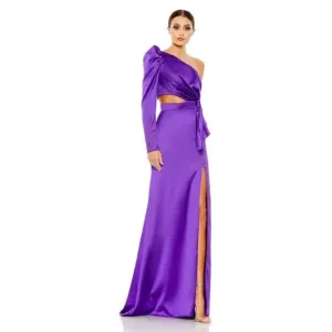 Mac Duggal Puff One Sleeve Cut Out Side Knot Gown Size 4