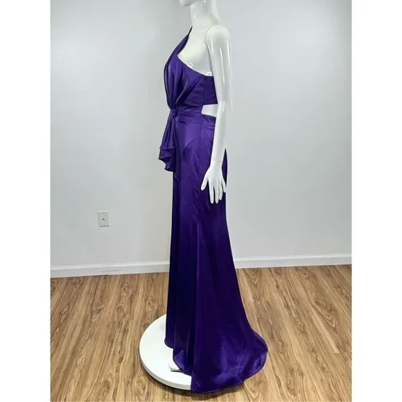 Mac Duggal Puff One Sleeve Cut Out Side Knot Gown Size 4