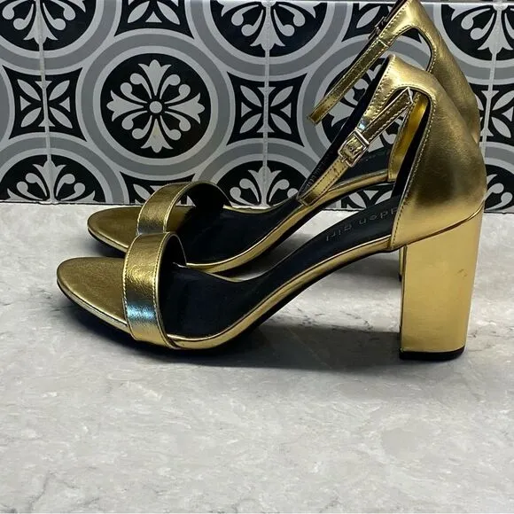 Madden Girl Women's Beella Heeled Sandal Gold 10 NEW