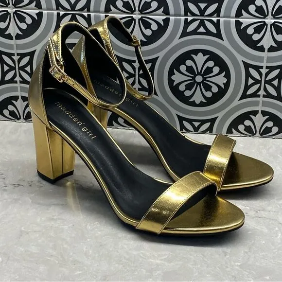 Madden Girl Women's Beella Heeled Sandal Gold 10 NEW