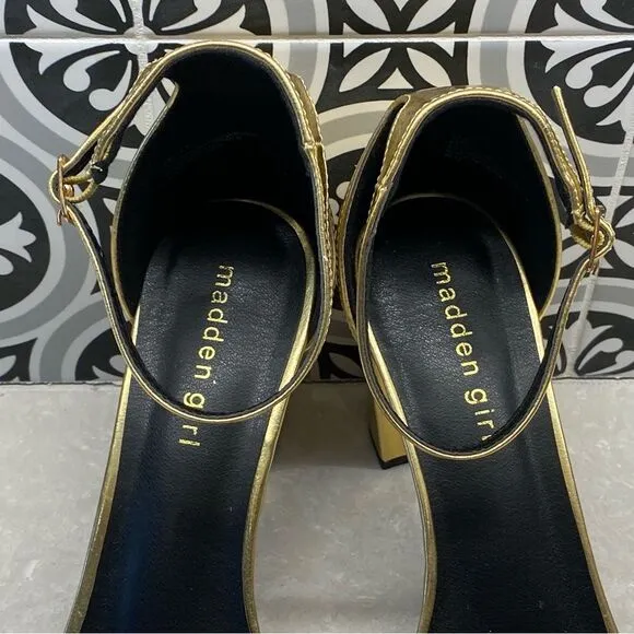 Madden Girl Women's Beella Heeled Sandal Gold 10 NEW