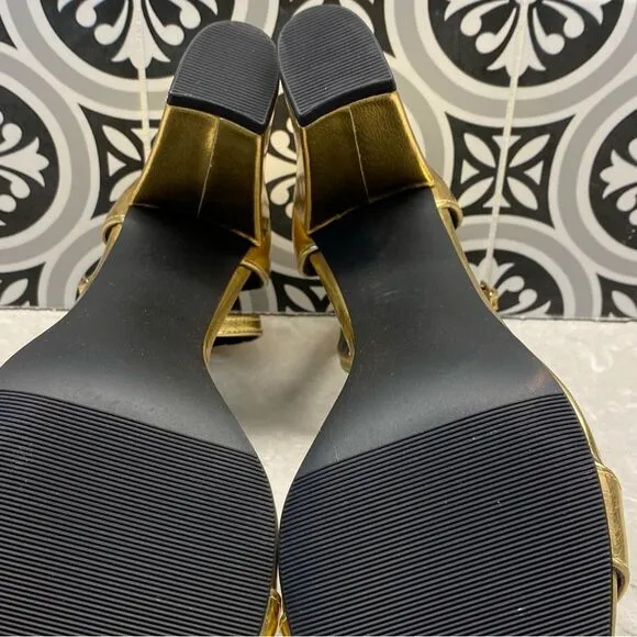 Madden Girl Women's Beella Heeled Sandal Gold 10 NEW