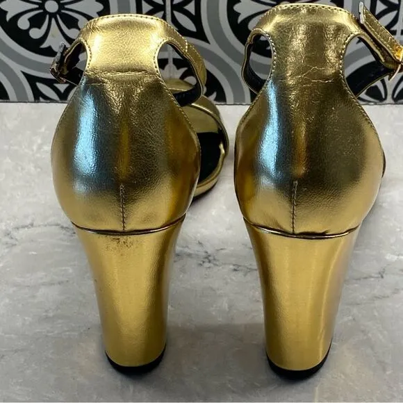 Madden Girl Women's Beella Heeled Sandal Gold 10 NEW