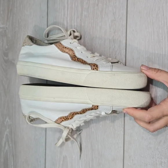 Madewell Women Sidewalk low top calf hair  Leather Sneakers shoes sz 8M