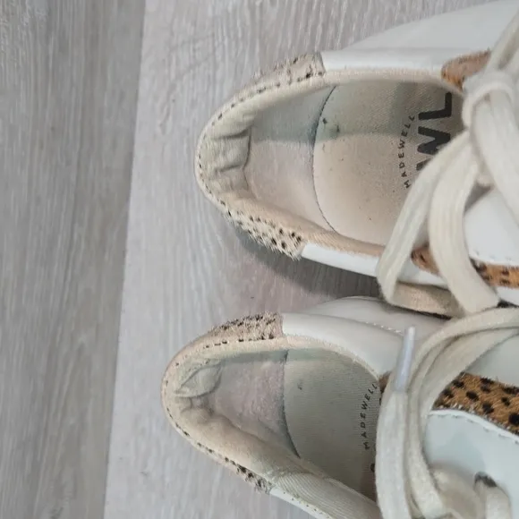Madewell Women Sidewalk low top calf hair  Leather Sneakers shoes sz 8M