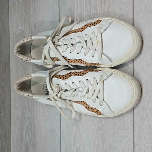 Madewell Women Sidewalk low top calf hair  Leather Sneakers shoes sz 8M