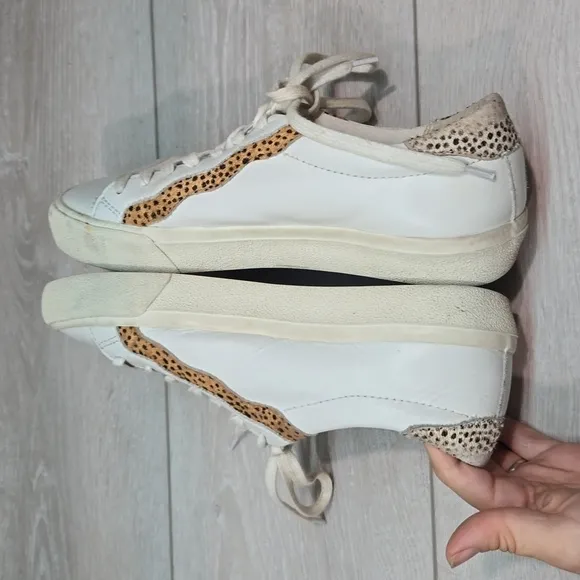 Madewell Women Sidewalk low top calf hair  Leather Sneakers shoes sz 8M