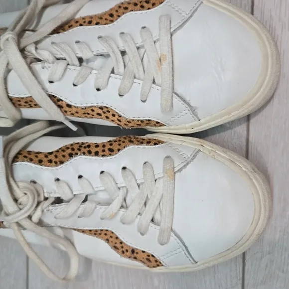 Madewell Women Sidewalk low top calf hair  Leather Sneakers shoes sz 8M