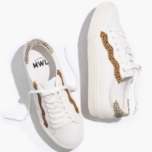 Madewell Women Sidewalk low top calf hair  Leather Sneakers shoes sz 8M