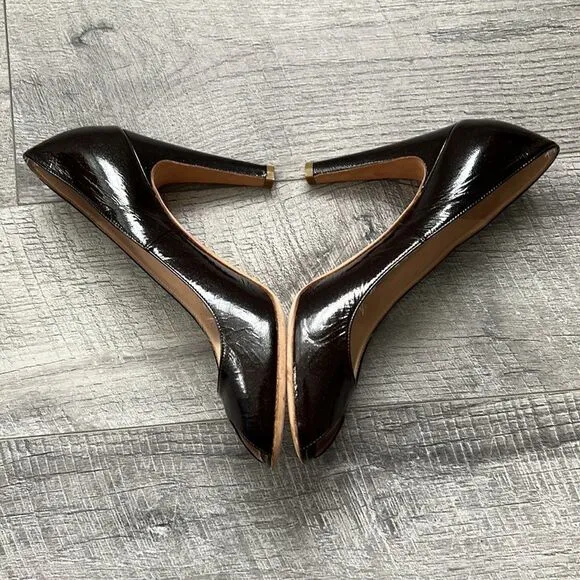 Marc by Marc Jacobs lacquered shoes high hill metallic black Italy Sz 39 USA 8