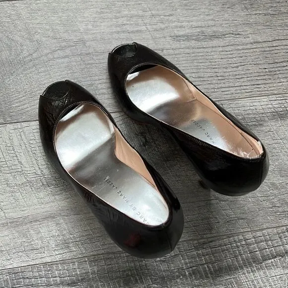 Marc by Marc Jacobs lacquered shoes high hill metallic black Italy Sz 39 USA 8