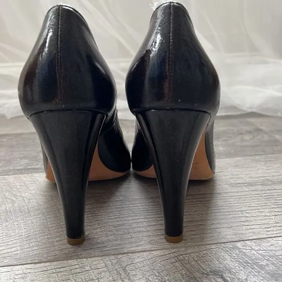 Marc by Marc Jacobs lacquered shoes high hill metallic black Italy Sz 39 USA 8