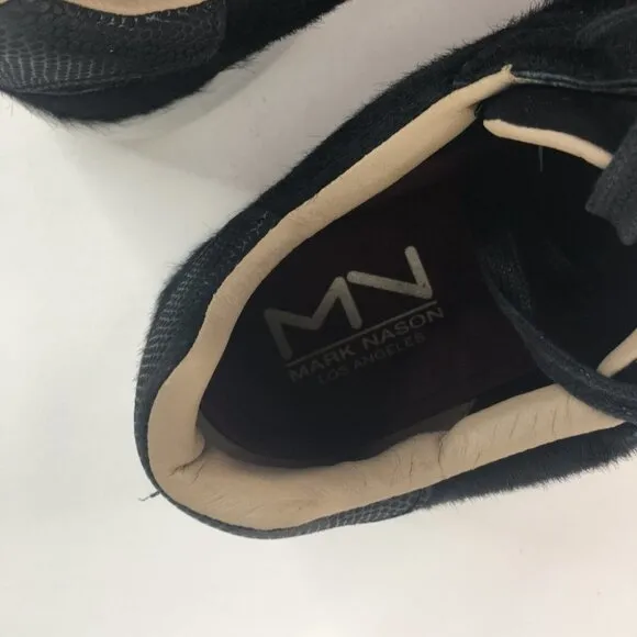 Mark Nason Black Leather Low Top Lace Up Sneakers Size 9.5