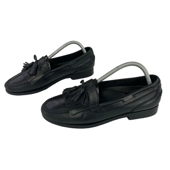 Marmocs Hand Made‎ Tassel Loafers Black Leather Mens Shoes Size 9M