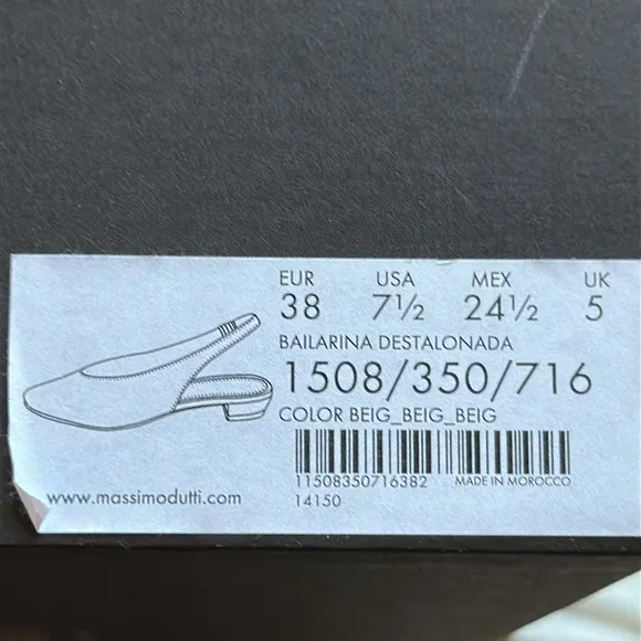 Massimo Dutti SLINGBACK BALLERINAS 7.5 Beige
