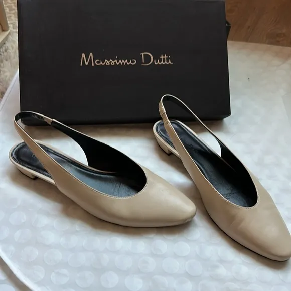 Massimo Dutti SLINGBACK BALLERINAS 7.5 Beige