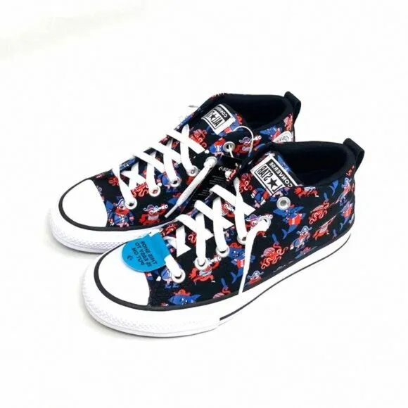 💖MEGA SALE💖Converse Ctas Street Mid Black Marina 672732F Canvas Junior Shoes