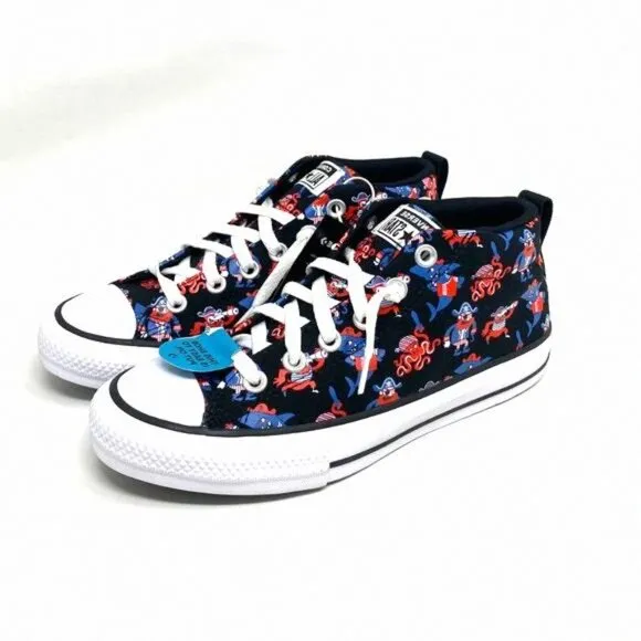 💖MEGA SALE💖Converse Ctas Street Mid Black Marina 672732F Canvas Junior Shoes