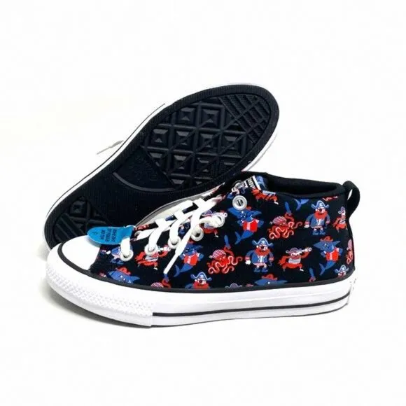 💖MEGA SALE💖Converse Ctas Street Mid Black Marina 672732F Canvas Junior Shoes