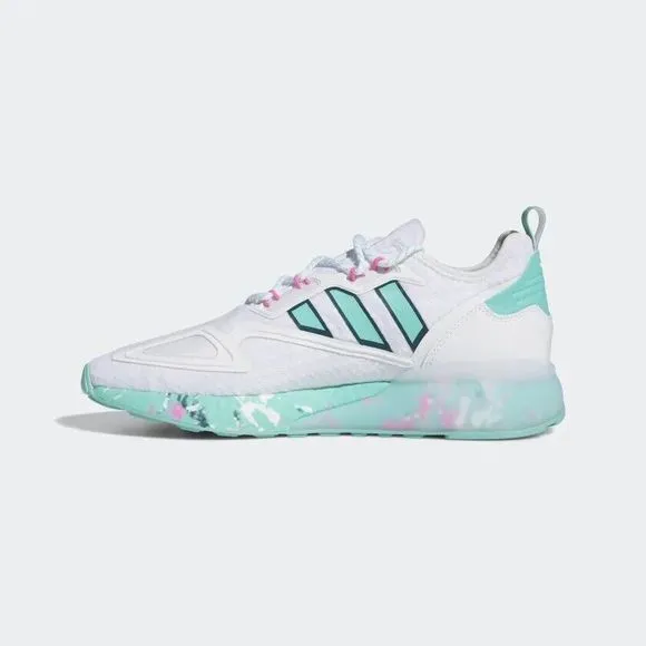 MEN'S Adidas Originals ZX 2K Boost White Active Mint Shoes GX5373