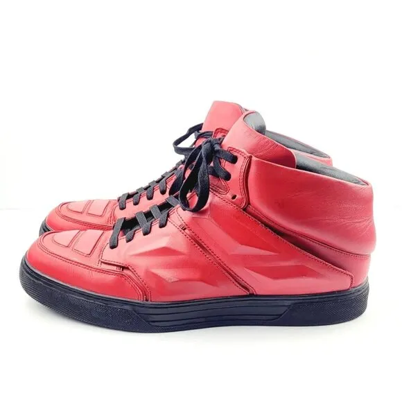 Men's Alejandro Ingelmo Exotron‎ Red Leather High Top Sneakers - Size 13