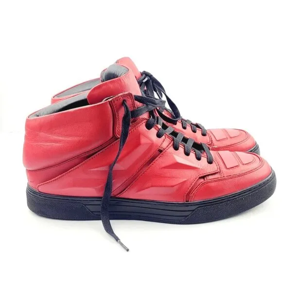 Men's Alejandro Ingelmo Exotron‎ Red Leather High Top Sneakers - Size 13