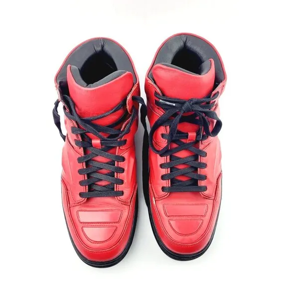 Men's Alejandro Ingelmo Exotron‎ Red Leather High Top Sneakers - Size 13