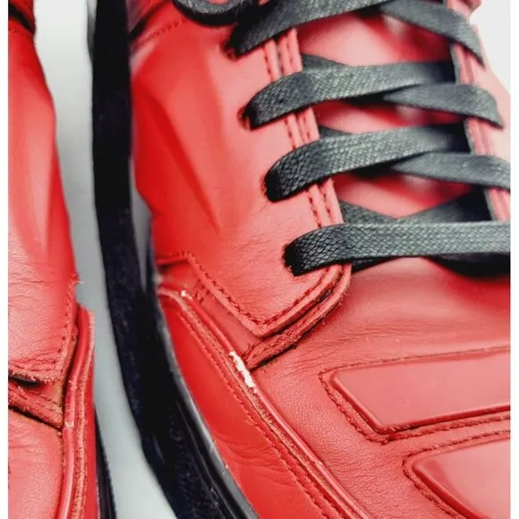 Men's Alejandro Ingelmo Exotron‎ Red Leather High Top Sneakers - Size 13