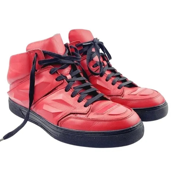 Men's Alejandro Ingelmo Exotron‎ Red Leather High Top Sneakers - Size 13