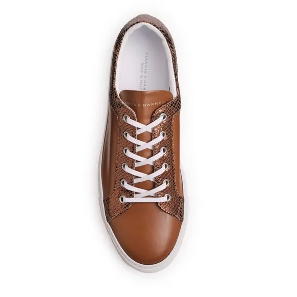 Mens Billy Leather Low Top Sneaker in Royal Cognac