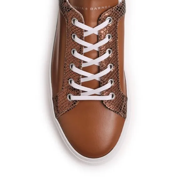 Mens Billy Leather Low Top Sneaker in Royal Cognac