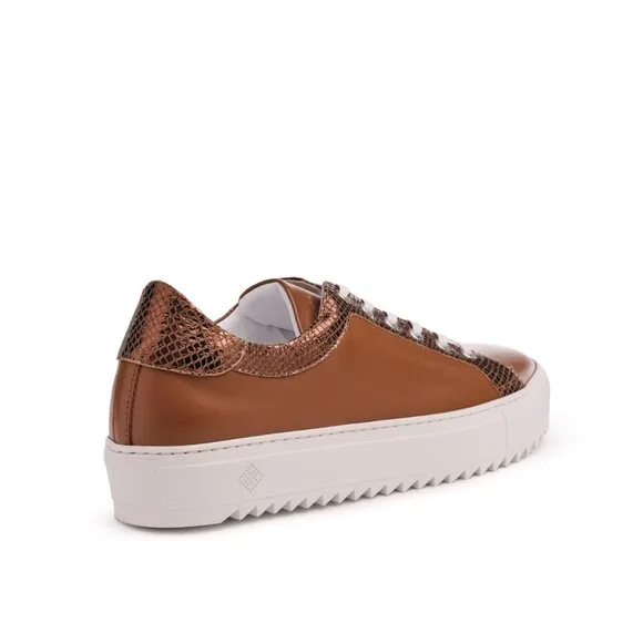 Mens Billy Leather Low Top Sneaker in Royal Cognac