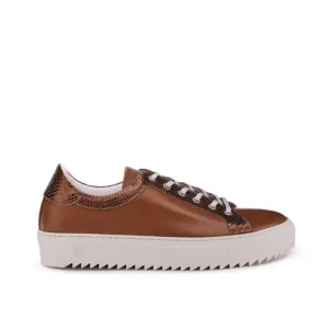 Mens Billy Leather Low Top Sneaker in Royal Cognac