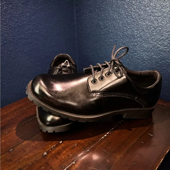 Men's Black Leather Oxford Programs Trouler Shoes