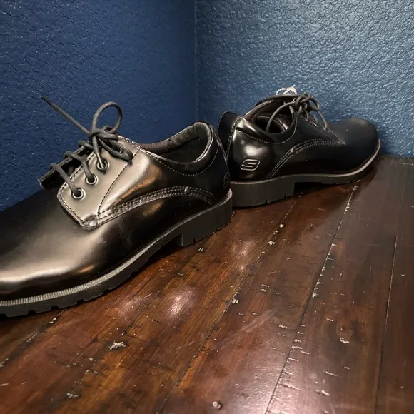 Men's Black Leather Oxford Programs Trouler Shoes