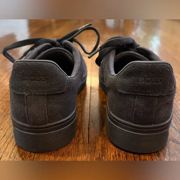 Men's Boss Rhys Dark Gray Suede Low Top Sneakers