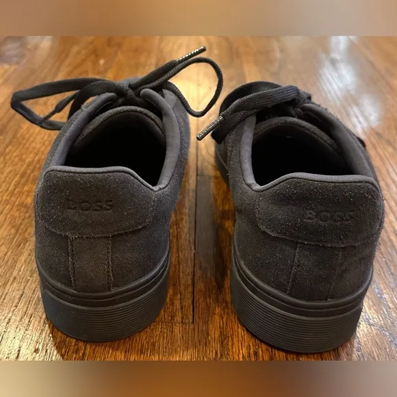 Men's Boss Rhys Dark Gray Suede Low Top Sneakers