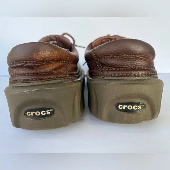 Men’s Crocs Axle All Terrain Duck Islander Boat Shoes Size 12. Green/Brown