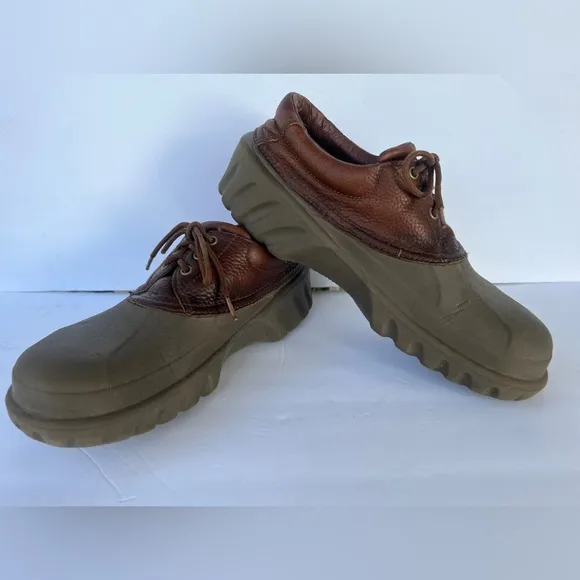 Men’s Crocs Axle All Terrain Duck Islander Boat Shoes Size 12. Green/Brown
