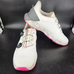 Mens G Drive Fore Golf Cleat Shoes 12 White Pink Sno Dial Cable Lace Spikeless